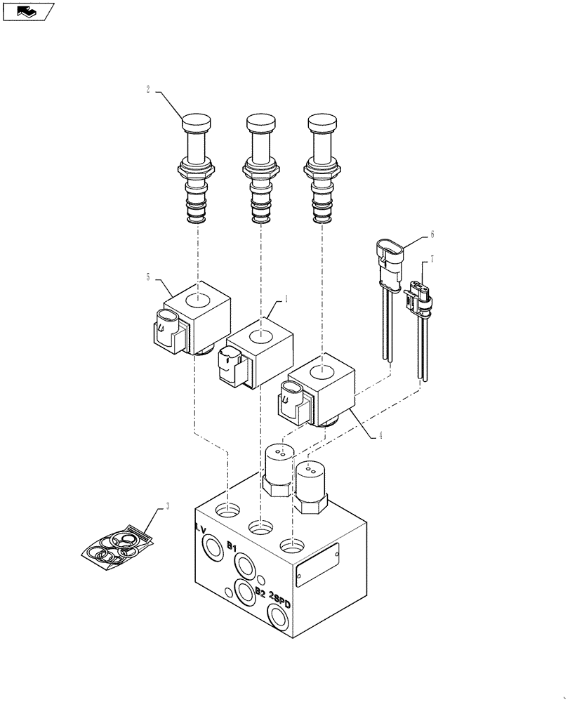 Схема запчастей Case TR320 - (29.212.05[01]) - BRAKE VALVE, EH TRACK (TR320,TV380) (29) - HYDROSTATIC DRIVE