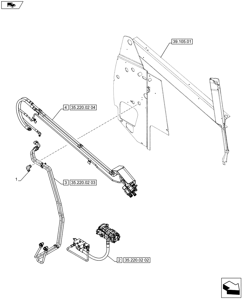 Схема запчастей Case SV300 - (35.220.02[01]) - AUXILIARY HYDRAULIC, HIGH FLOW (SV300,TV380) (35) - HYDRAULIC SYSTEMS