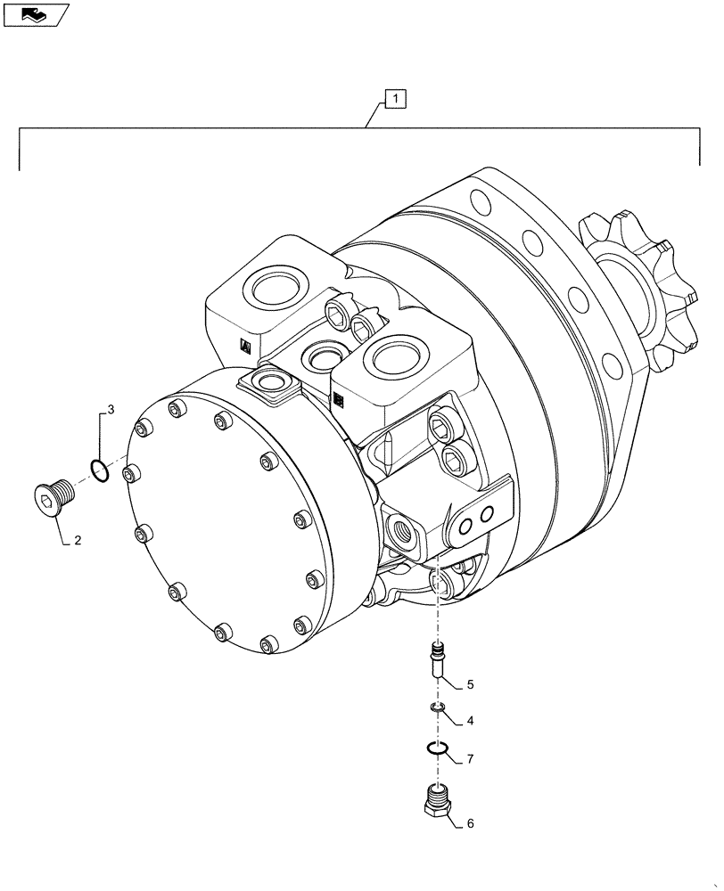 Схема запчастей Case SR210 - (35.353.AD[02]) - 1 SPEED DRIVE MOTOR (35) - HYDRAULIC SYSTEMS