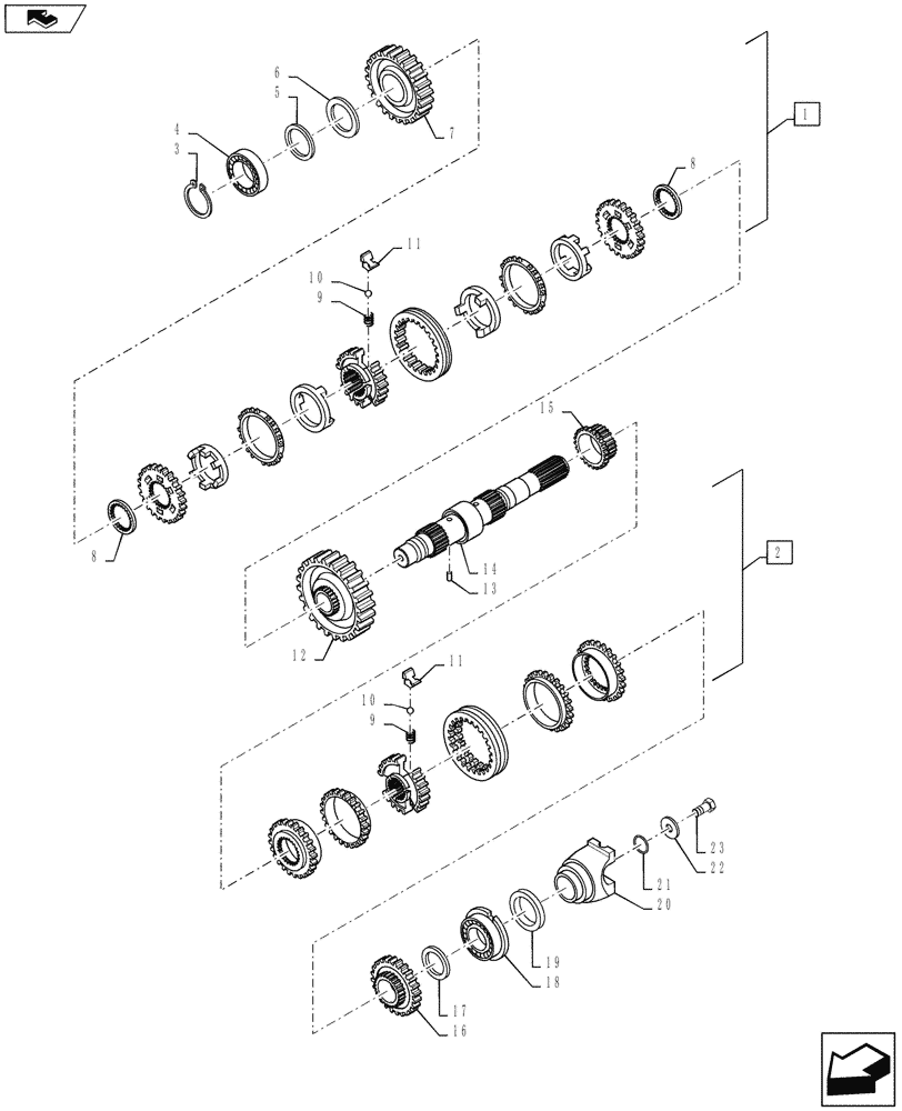 Схема запчастей Case 570NXT - (21.154.AC[01]) - TRANSMISSION SHAFT, SECONDARY, 2WD (21) - TRANSMISSION