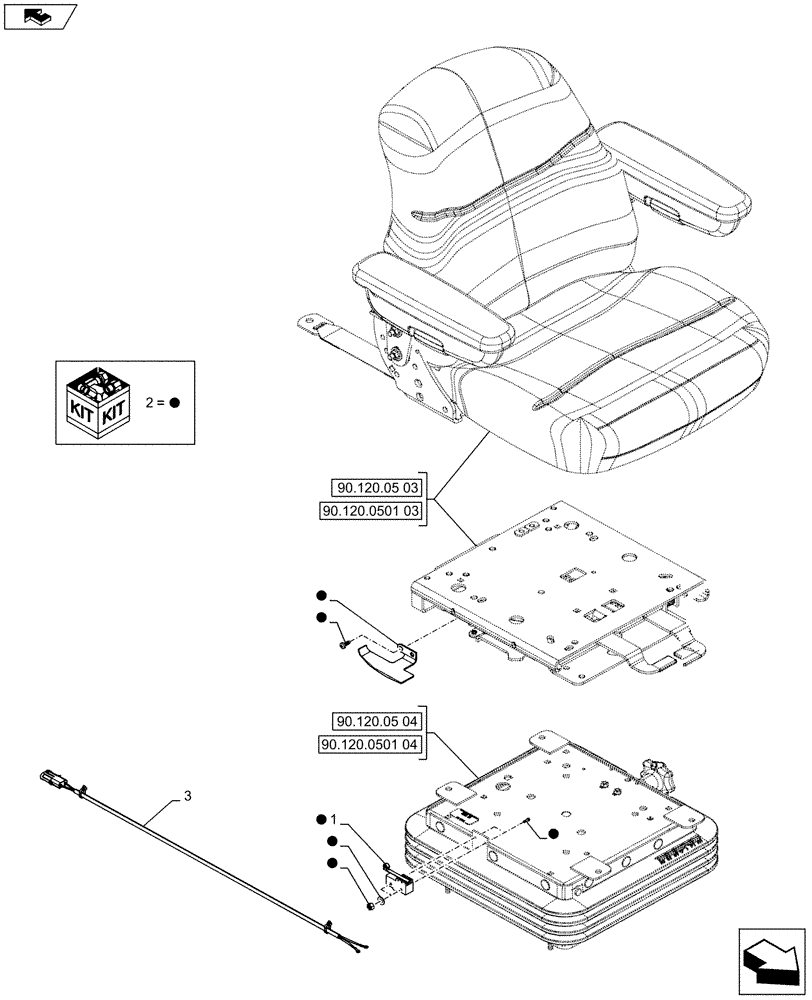 Схема запчастей Case 590SN - (55.512.46) - VAR - 747770, 747851 - SEAT, MECHANICAL SUSPENSION, SWITCH, HARNESS (55) - ELECTRICAL SYSTEMS