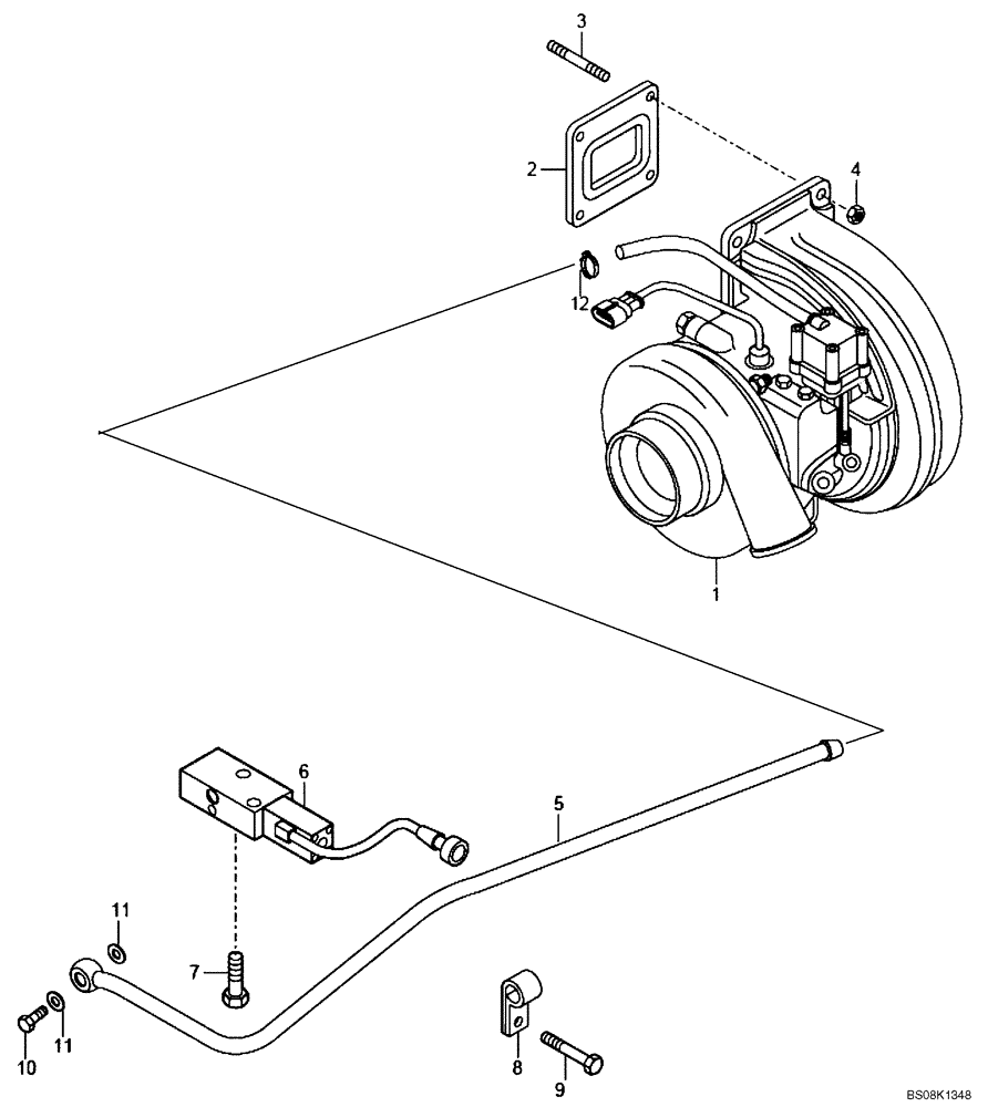 Схема запчастей Case 327B - (01A00000340[001]) - TURBOCHARGER (P.I.N. HHD0327BN7PG57000 AND AFTER) (84163644) (01) - ENGINE