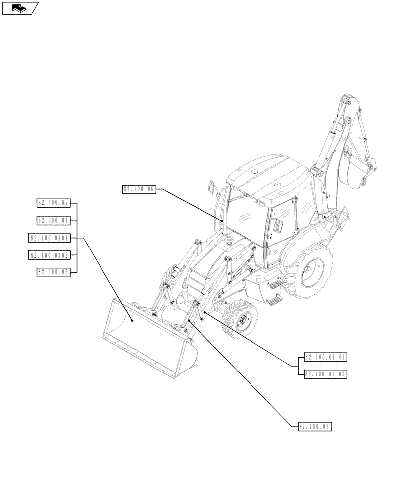 Схема запчастей Case 590SN - (00.000.82) - PICTORIAL INDEX - FRONT LOADER (00) - GENERAL & PICTORIAL INDEX