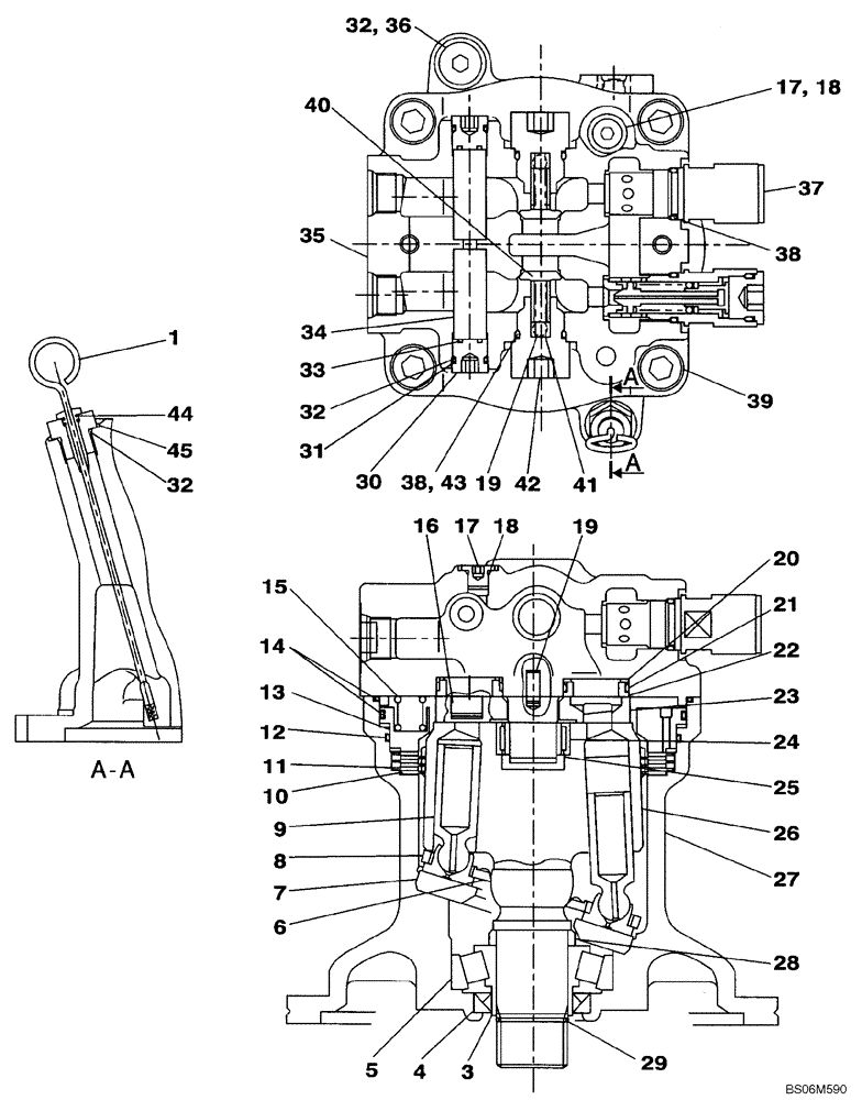 Схема запчастей Case CX210C LC - (35.352.07) - MOTOR ASSY - SWING (35) - HYDRAULIC SYSTEMS