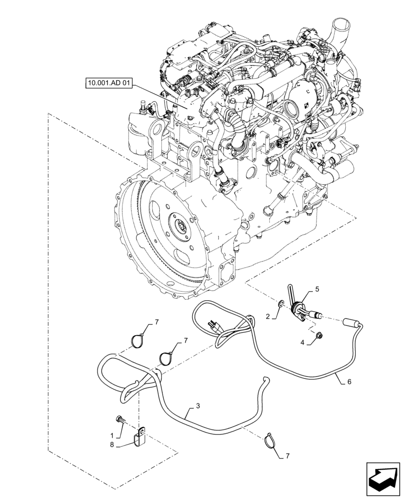 Схема запчастей Case 570NXT - (55.202.AE) - BLOCK HEATER INSTALLATION (55) - ELECTRICAL SYSTEMS