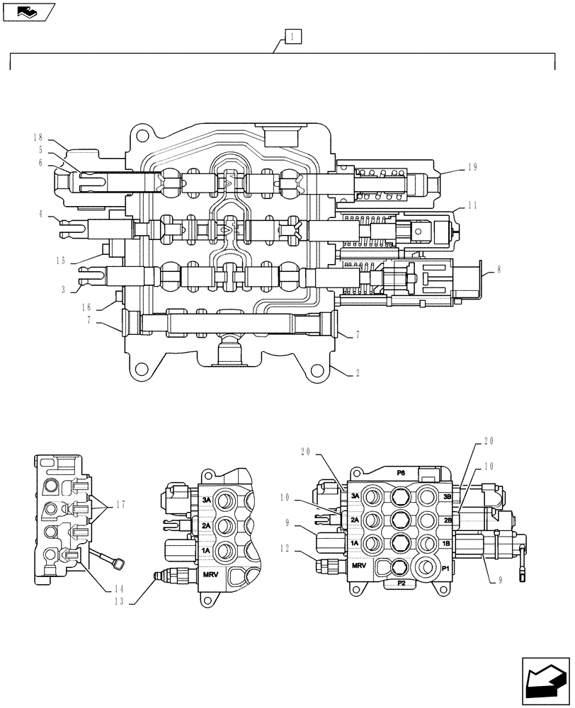 Схема запчастей Case 570NXT - (35.359.AJ[01]) - 3 SPOOL VALVE LOADER CONTROL (35) - HYDRAULIC SYSTEMS