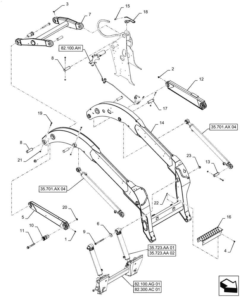 Схема запчастей Case TV380 - (84.910.AA) - LOADER ARM (SV300,TV380) (84) - BOOMS, DIPPERS & BUCKETS