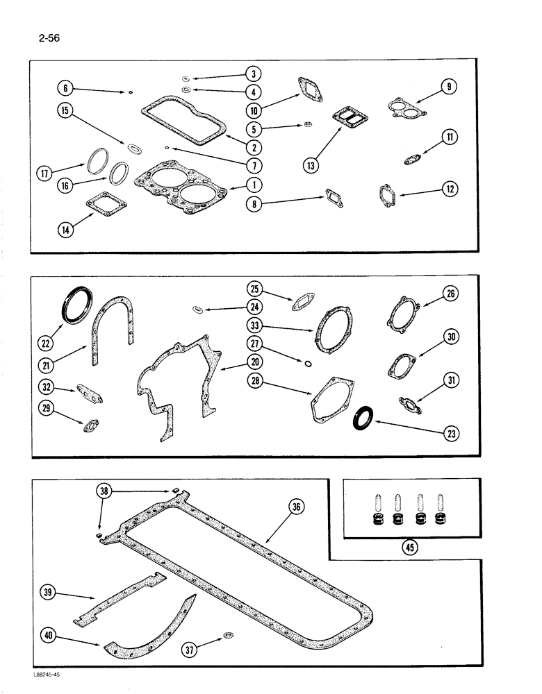 Схема запчастей Case 1187B - (2-56) - ENGINE GASKET KITS, 504BDT ENGINE (02) - ENGINE