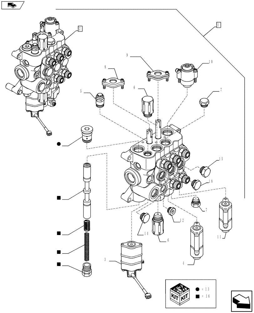 Схема запчастей Case 590SN - (88.035.22[02]) - DIA KIT, MECH CONTROLS, 3 SPOOLS, STANDARD TRANSMISSION (88) - ACCESSORIES