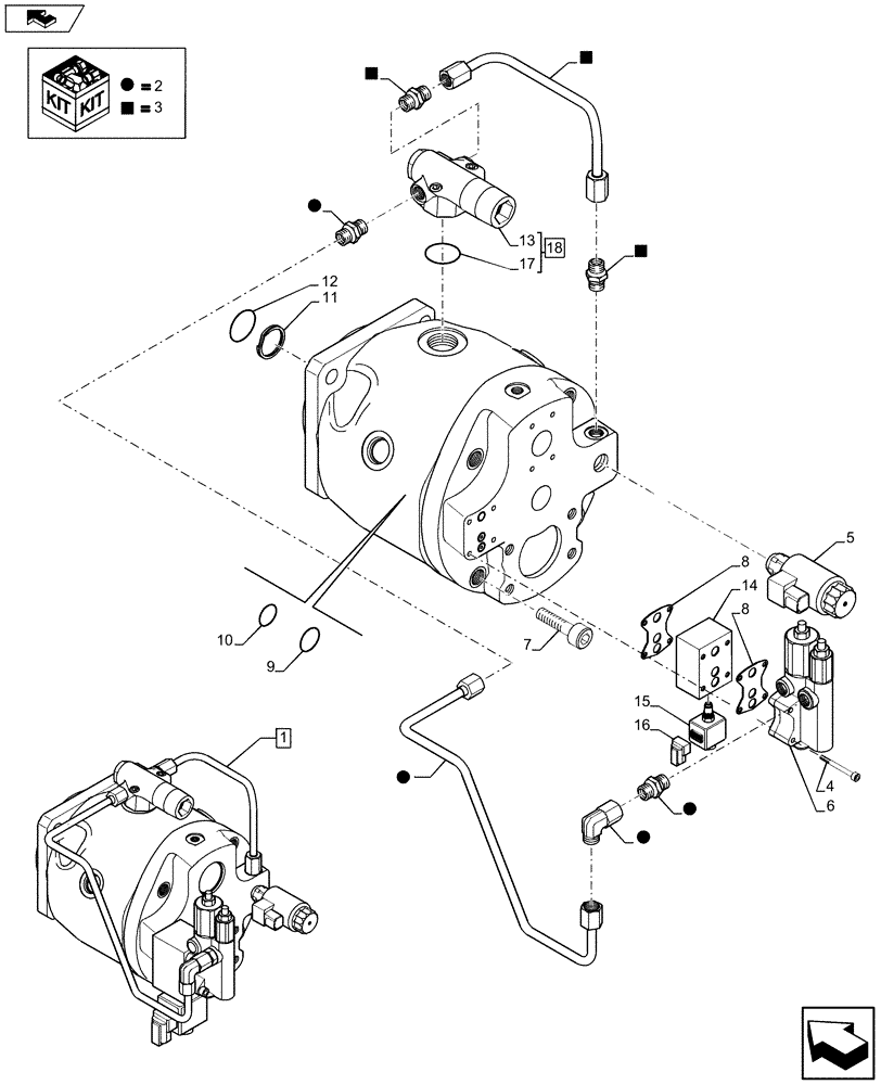 Схема запчастей Case 590SN - (35.106.0205[02]) - HYDRAULIC PUMP, COMPONENTS (W/ POWER LIFT, W/ DUAL BATTERIES) (35) - HYDRAULIC SYSTEMS