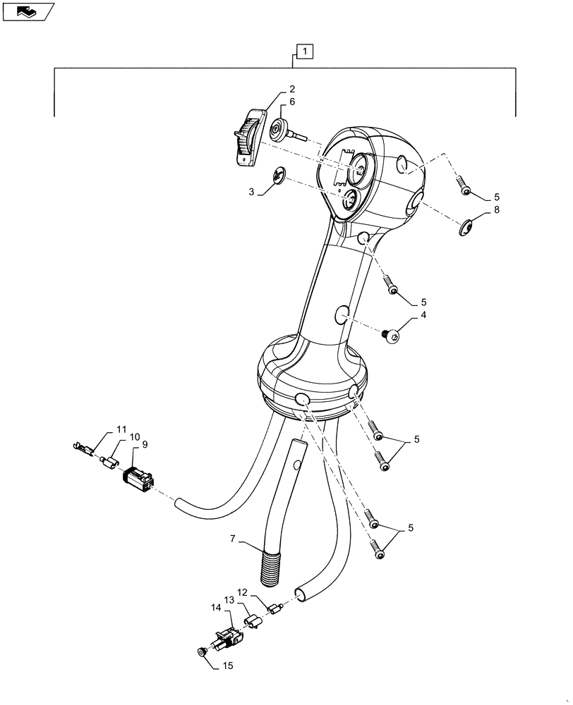 Схема запчастей Case SR130 - (55.512.CL[17]) - LEVEL 250 HANDLE GRIP, RH (55) - ELECTRICAL SYSTEMS