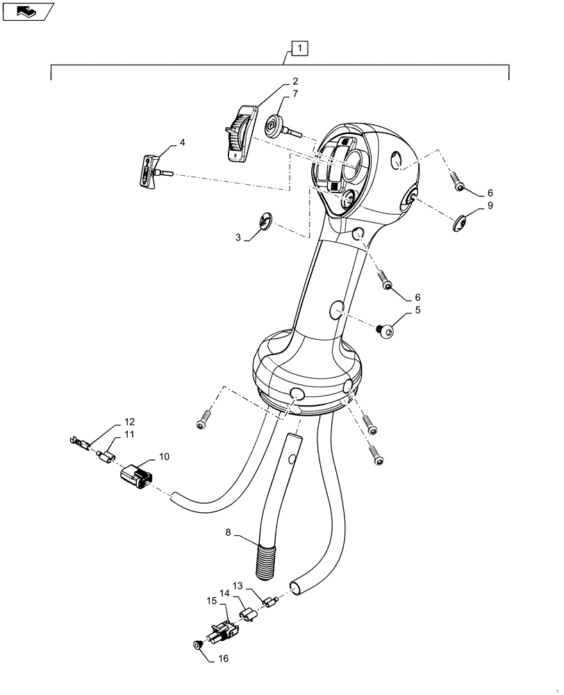 Схема запчастей Case TR270 - (55.512.CL[20]) - LEVEL 350 HANDLE GRIP, RH (55) - ELECTRICAL SYSTEMS