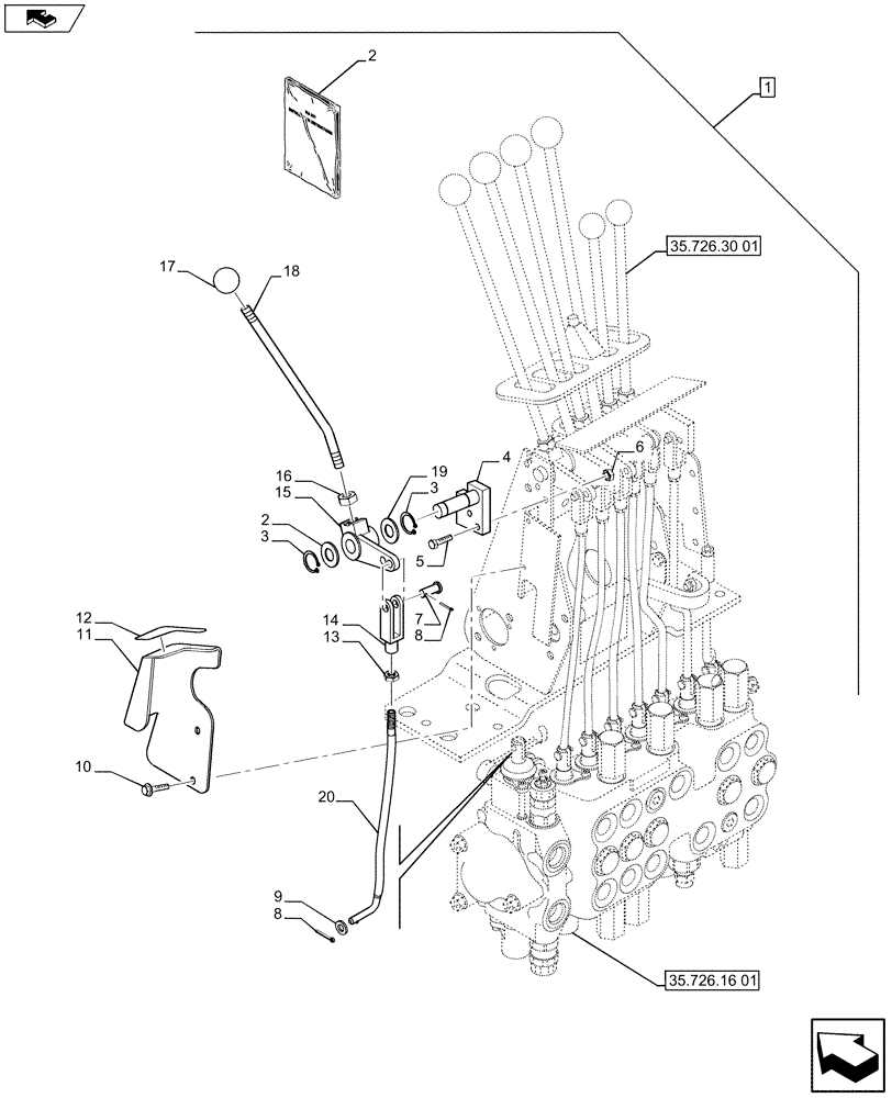 Схема запчастей Case 580SN - (88.035.67[01]) - DIA KIT, NO AUX TO COMBO AUX, MECHANICAL CONTROLS, EXTENDABLE HOE (88) - ACCESSORIES