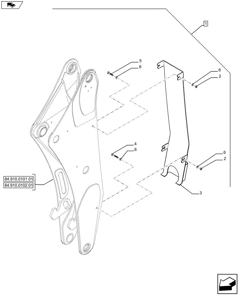 Схема запчастей Case 580SN WT - (88.035.39[06]) - DIA KIT, UNI-AUX, EXTENDIBLE HOE, PILOT CONTROLS (88) - ACCESSORIES