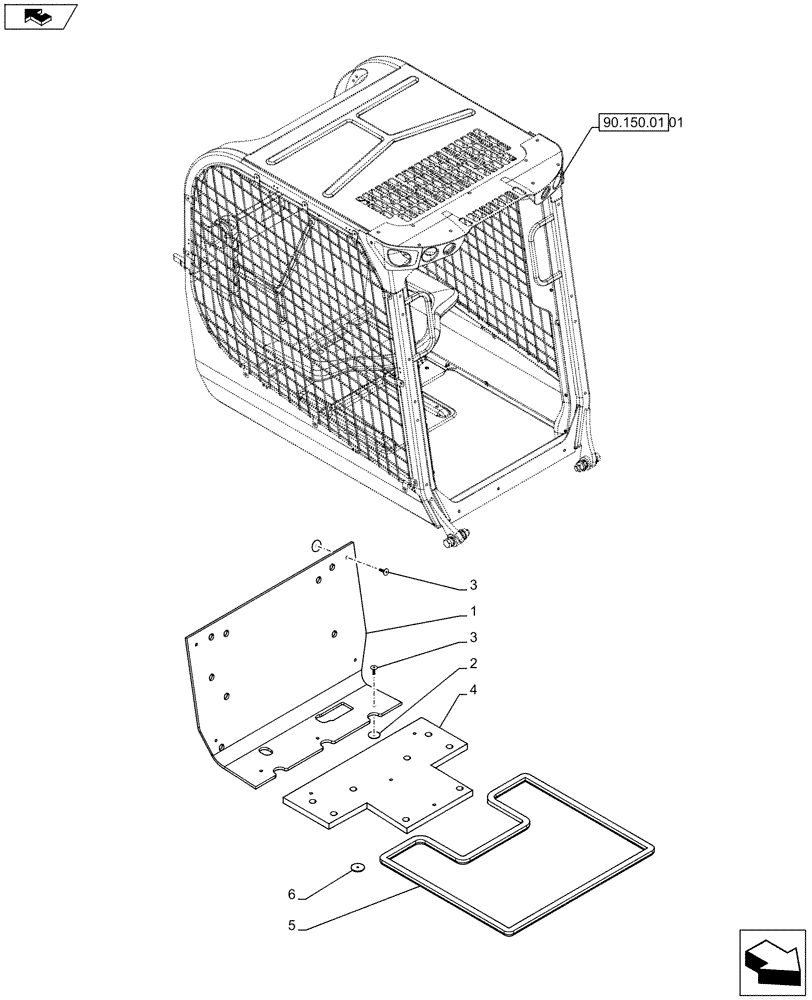 Схема запчастей Case SR250 - (90.150.02) - CAB SEALING (ALL CASE) (90) - PLATFORM, CAB, BODYWORK AND DECALS