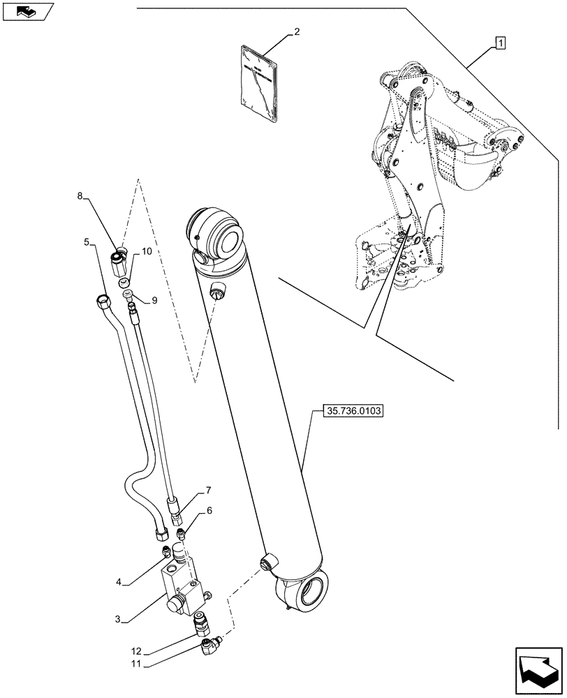 Схема запчастей Case 590SN - (88.035.53) - DIA KIT, BOOM LOCK VALVE (88) - ACCESSORIES