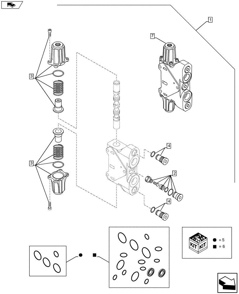 Схема запчастей Case 590SN - (88.035.56[02]) - DIA KIT, 3 SPOOL VALVE SECTIONS, TIE RODS (88) - ACCESSORIES