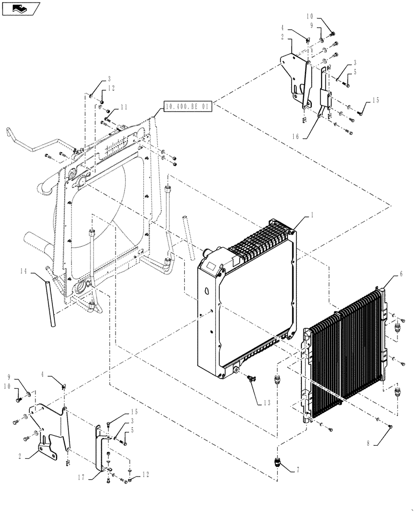 Схема запчастей Case 570NXT - (10.400.BE) - ENGINE COOLING SYSTEM (10) - ENGINE