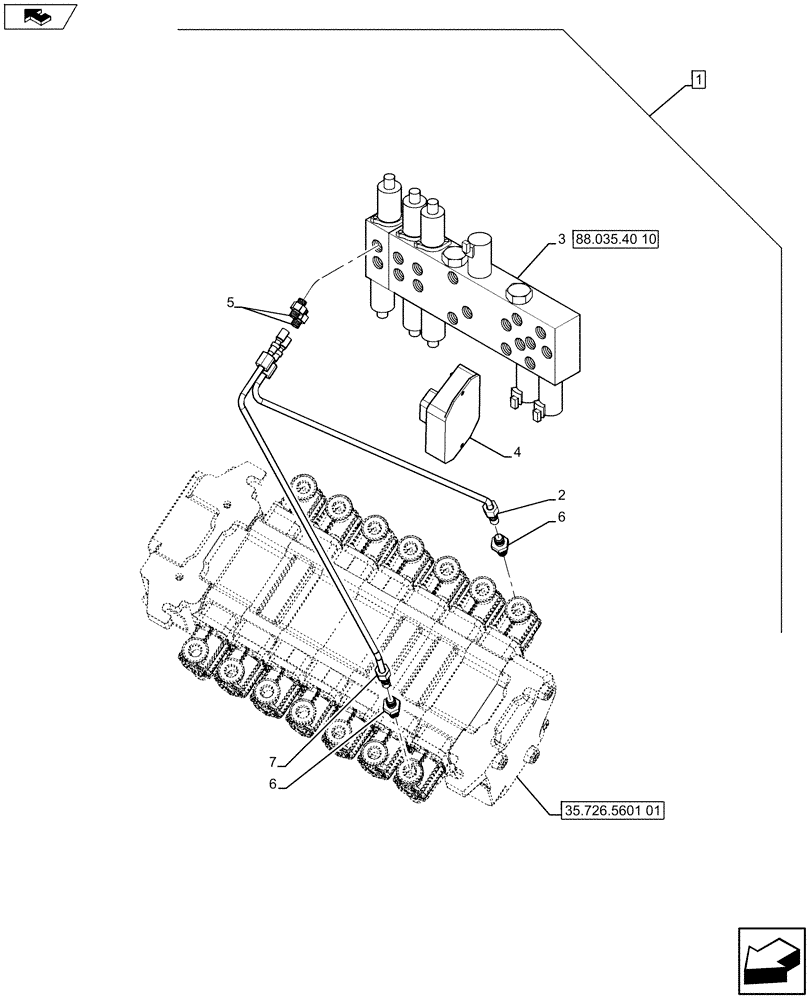 Схема запчастей Case 590SN - (88.035.40[09]) - DIA KIT, NO AUX TO COMBO, STANDARD, PILOT CONTROLS (88) - ACCESSORIES