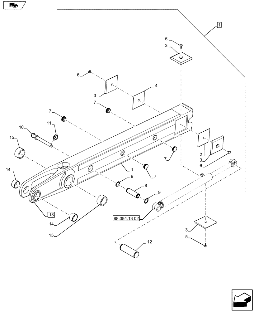 Схема запчастей Case 580SN - (88.084.13[04]) - DIA KIT, DIPPER STANDARD TO EXT HOE WITH FOOT SWING (88) - ACCESSORIES