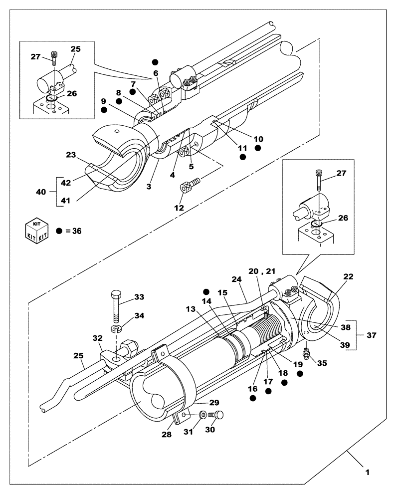 Схема запчастей Case CX160C - (35.736.AA[01]) - BOOM CYLINDER - LH (35) - HYDRAULIC SYSTEMS