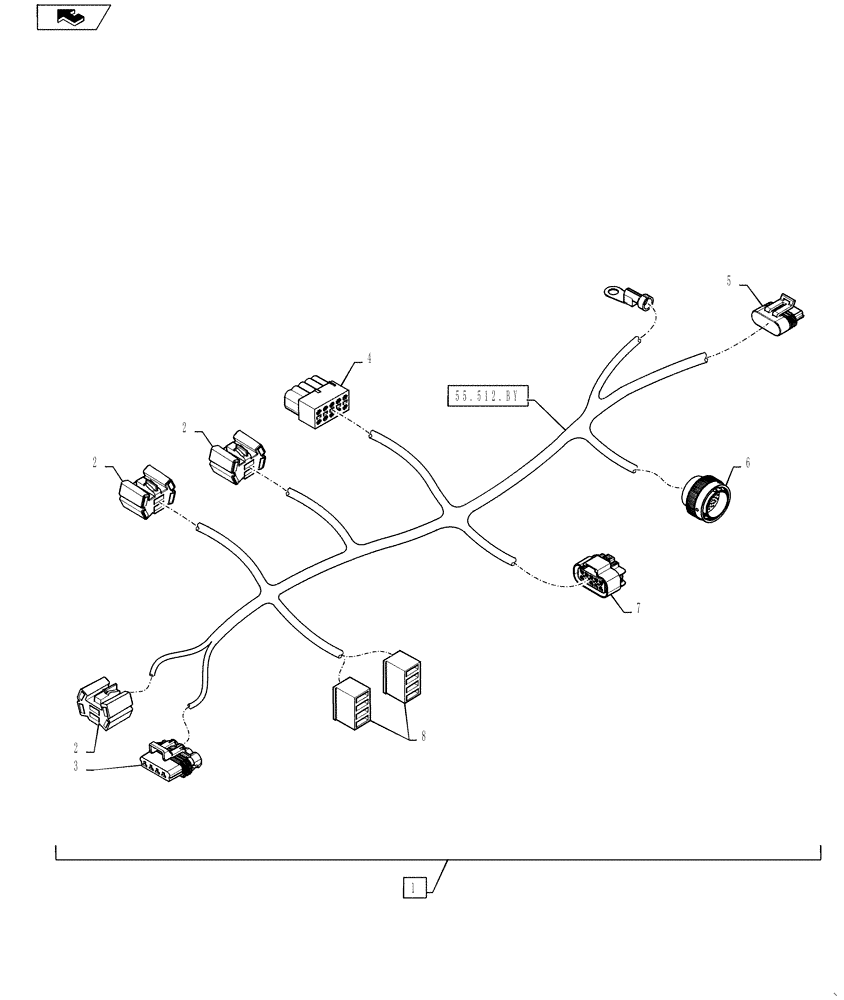 Схема запчастей Case 570NXT - (55.510.AF[02]) - FRONT CAB WIRE HARNESS (55) - ELECTRICAL SYSTEMS