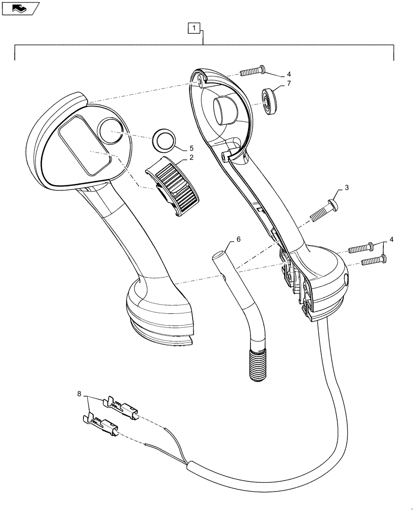 Схема запчастей Case SR175 - (55.512.CL[10]) - LEVEL 200 HANDLE GRIP, RH (55) - ELECTRICAL SYSTEMS