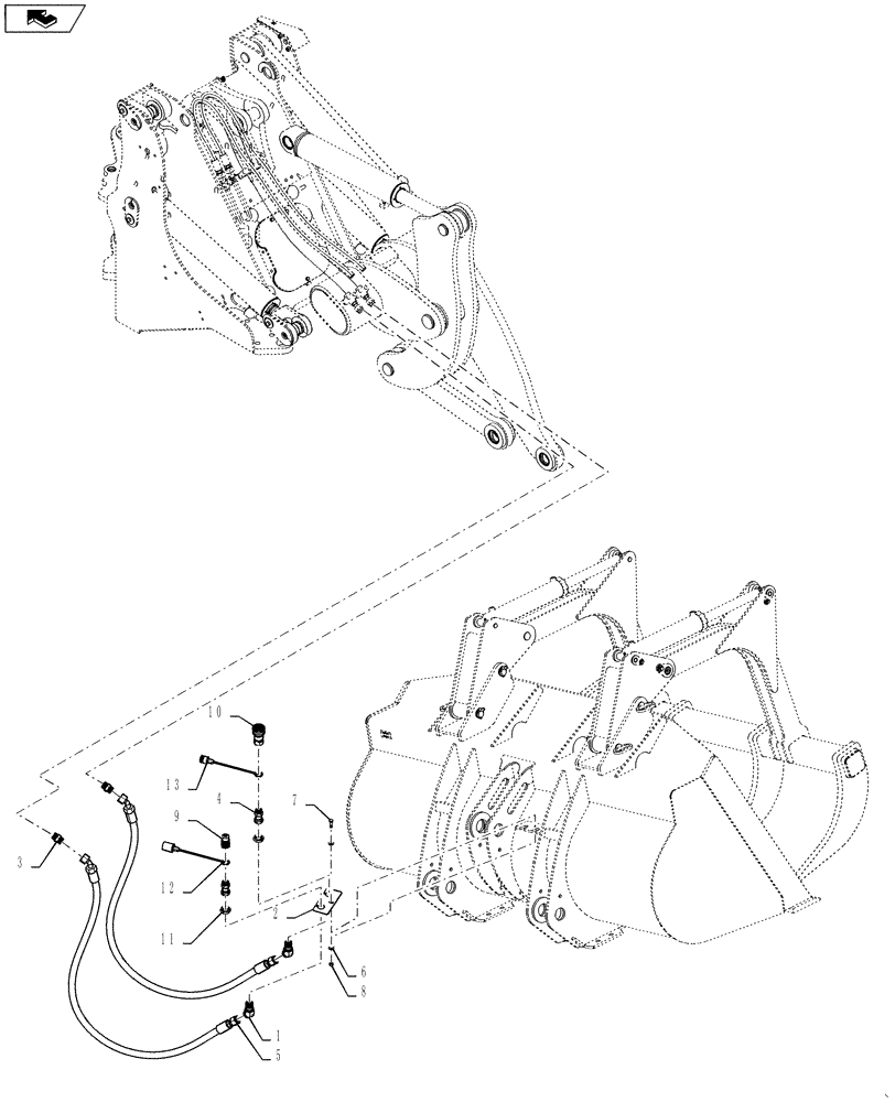 Схема запчастей Case 621E - (08-10A) - HYDRAULIC - LOADER, GRAPPLE BUCKET (08) - HYDRAULICS