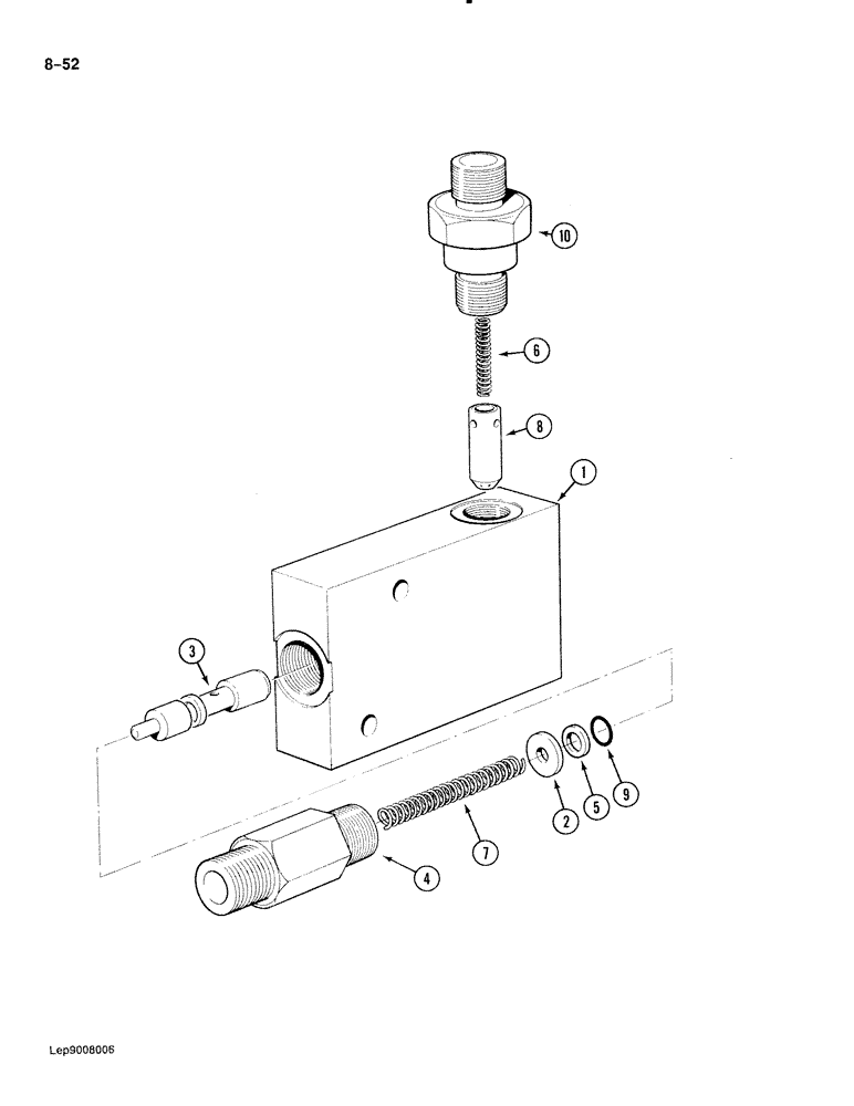 Схема запчастей Case 888 - (8-052) - ANTI-SURGE VALVE, P.I.N. FROM 15314 TO 15342 (08) - HYDRAULICS