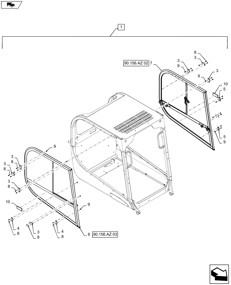 Схема запчастей Case SR130 - (88.090.02) - DIA KIT, CAB SIDE WINDOW (88) - ACCESSORIES