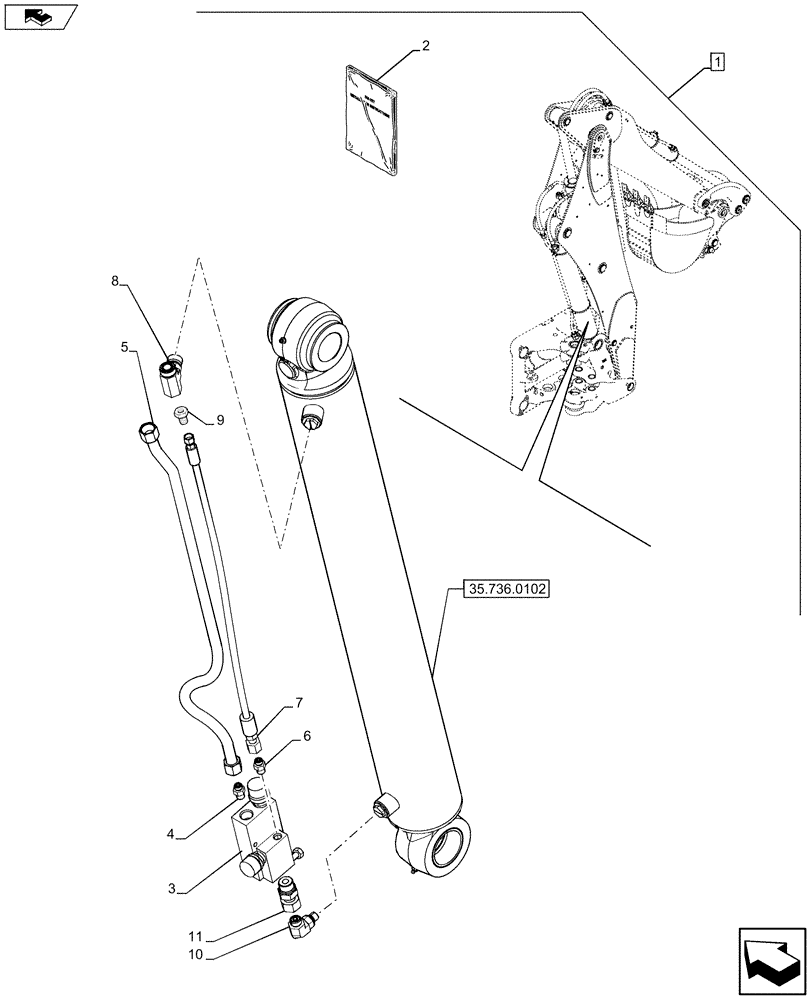 Схема запчастей Case 580SN - (88.035.55) - DIA KIT, BOOM LOCK VALVE (88) - ACCESSORIES