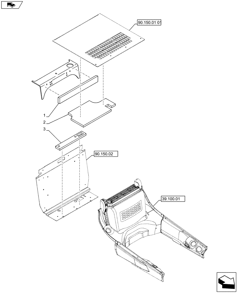 Схема запчастей Case SR250 - (90.160.01[02]) - INTERIOR TRIM CASE (ALL CASE) (90) - PLATFORM, CAB, BODYWORK AND DECALS