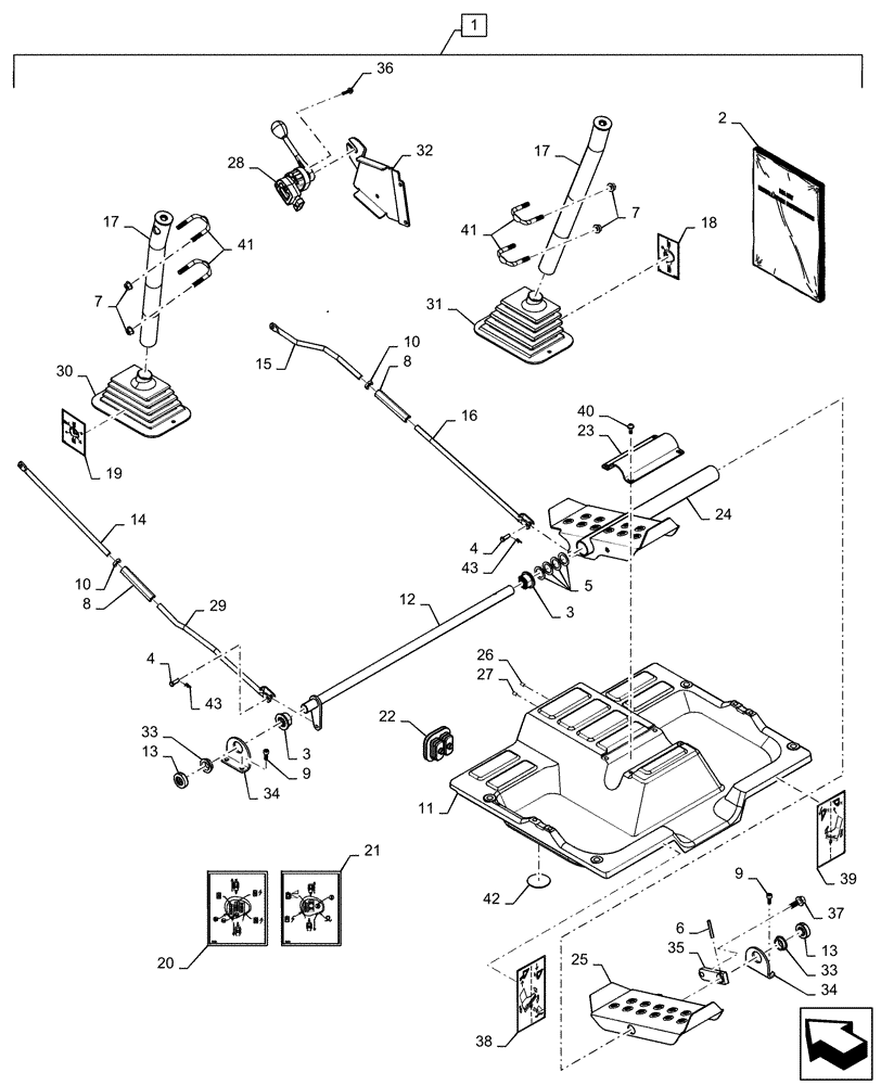 Схема запчастей Case SR250 - (88.100.35[01]) - DIA KIT, LG FRM FOOT CONTROLS, SERVO (ALL CASE) (88) - ACCESSORIES