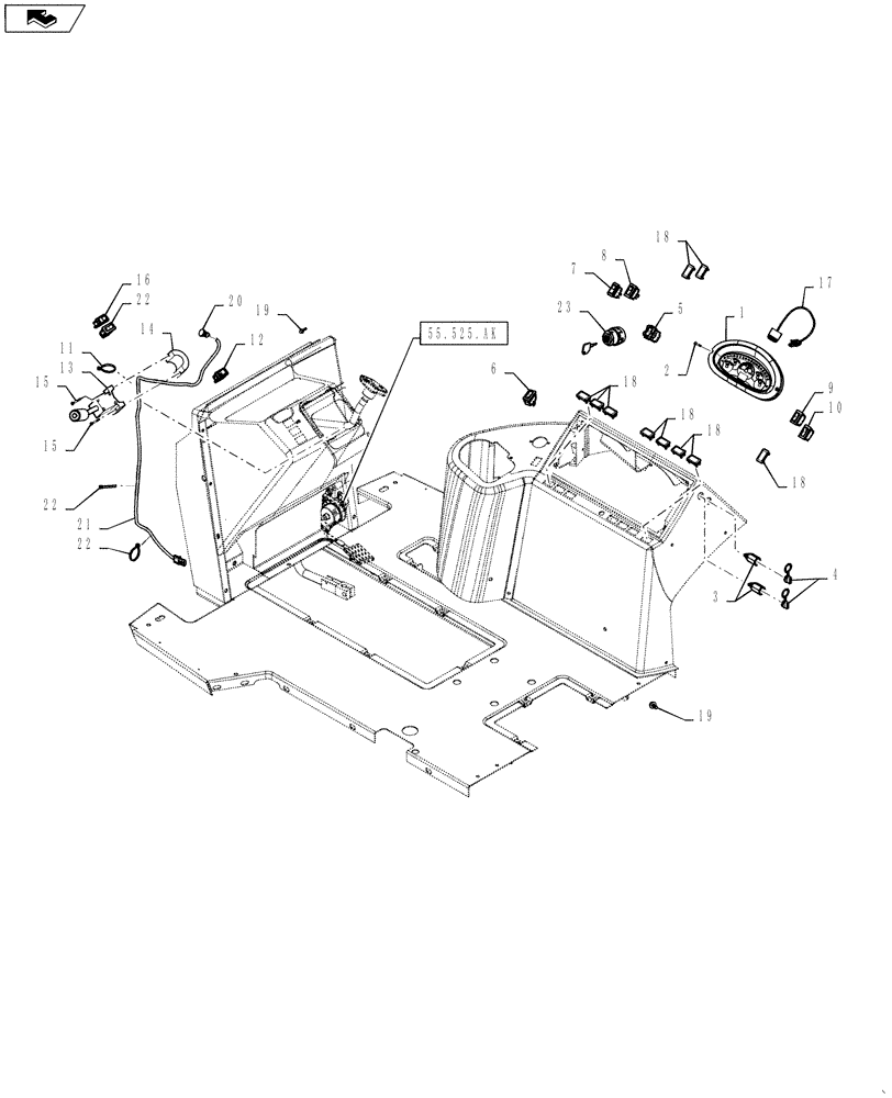 Схема запчастей Case 570NXT - (55.512.BY.) - ELECTRONIC CONTROLS CAB (55) - ELECTRICAL SYSTEMS