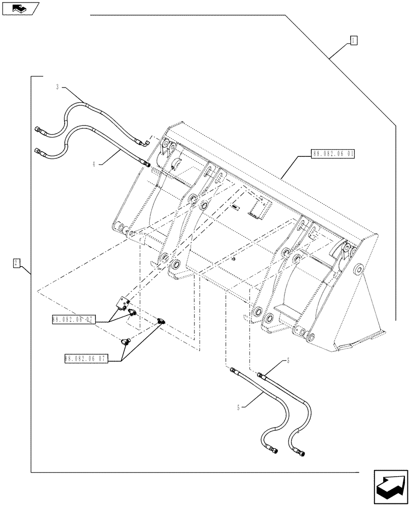 Схема запчастей Case 590SN - (88.082.06[03]) - DIA KIT, LOADER BUCKET 4-IN-1 (93 IN) (88) - ACCESSORIES