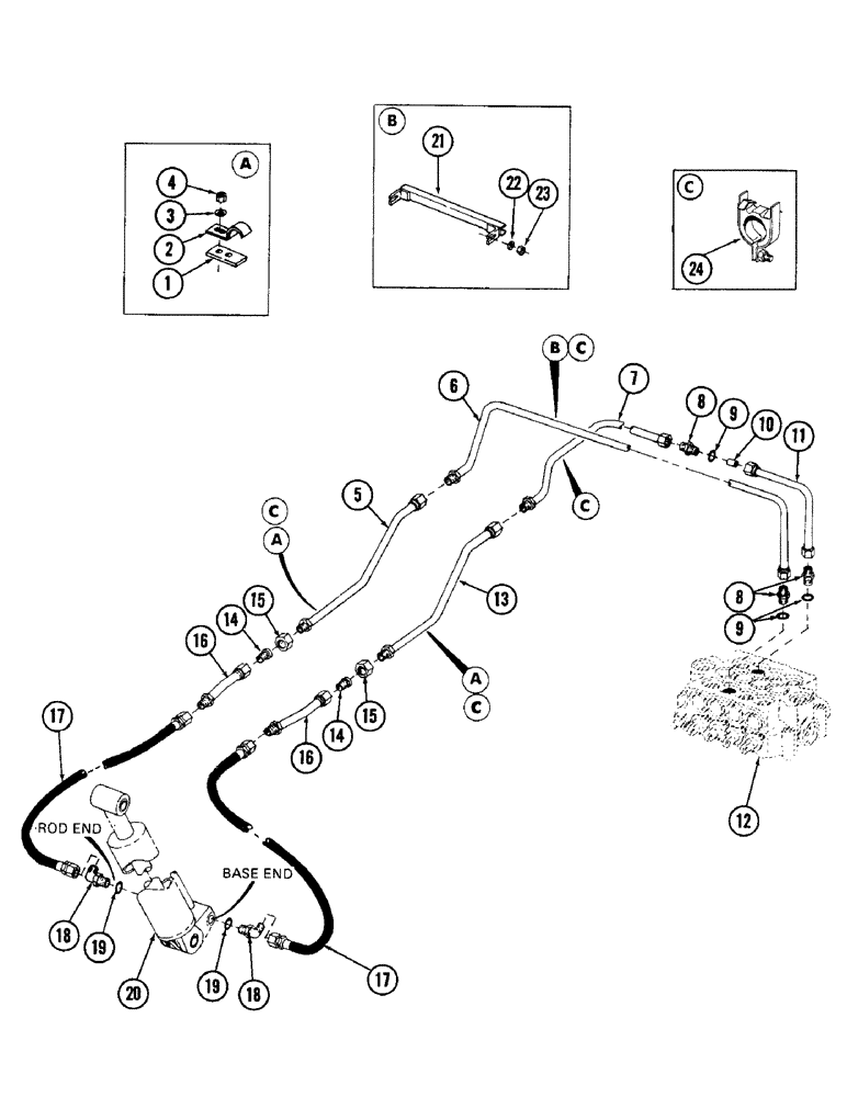 Схема запчастей Case 880 - (234) - HOIST CYLINDER HYDRAULICS (07) - HYDRAULIC SYSTEM