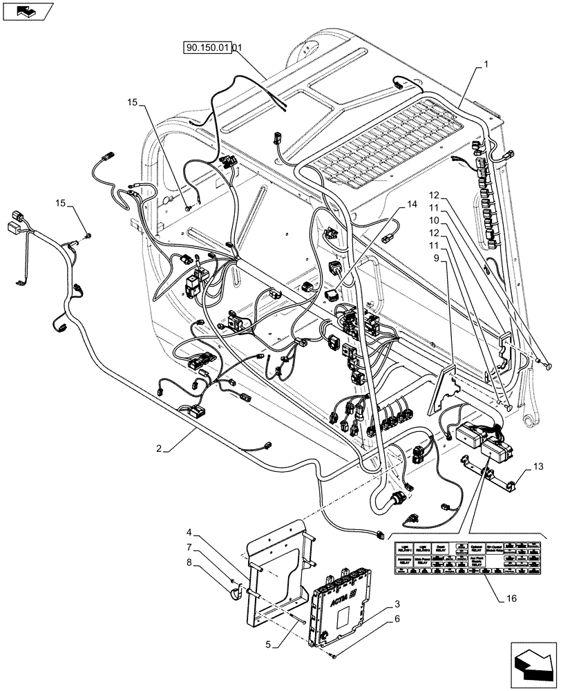 Схема запчастей Case SR250 - (55.101.AC[06]) - WIRE HARNESS & CONNECTOR, ELECTRONIC CONTROLS, OPEN CAB, W/ EHF (55) - ELECTRICAL SYSTEMS