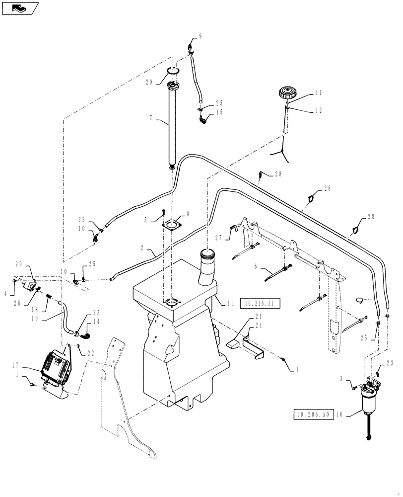 Схема запчастей Case SV250 - (10.206.AO) - FUEL LINE & TANK, 3-OCT-2013 & OLDER (10) - ENGINE