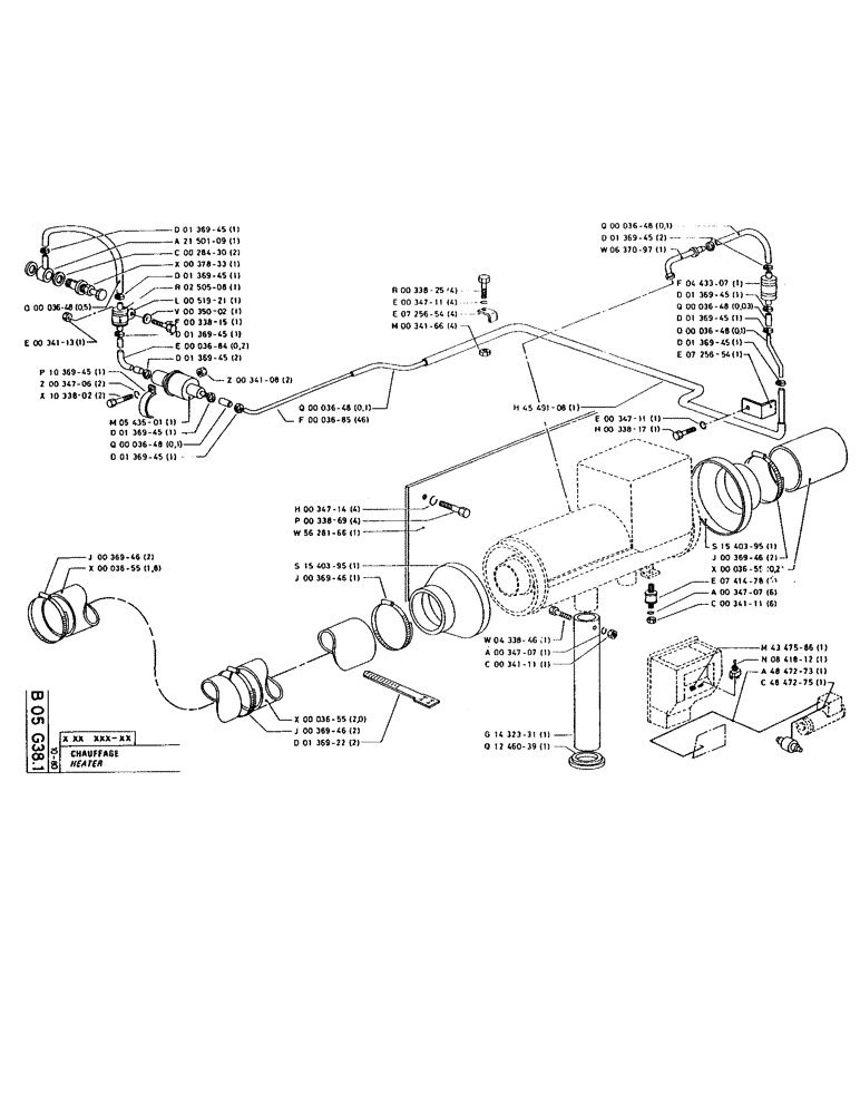 Схема запчастей Case 220 - (048) - HEATER (12) - Chassis/Attachments