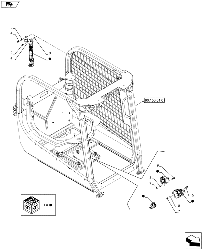 Схема запчастей Case SR250 - (90.120.07[02]) - SEAT BELT, 3 POINT (90) - PLATFORM, CAB, BODYWORK AND DECALS