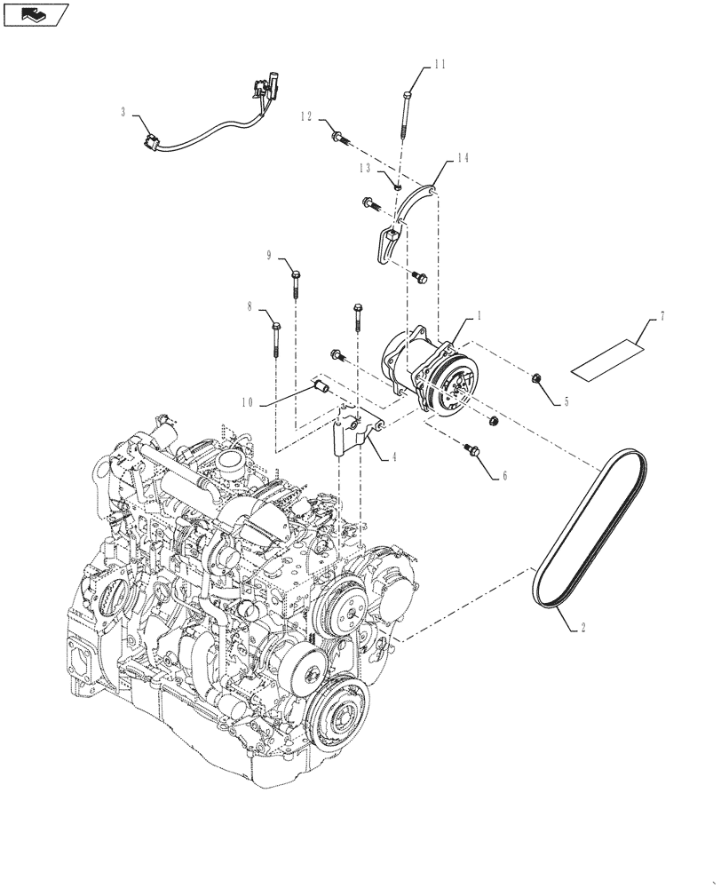 Схема запчастей Case SR250 - (50.200.AA) - AIR CONDITIONER, COMPRESSOR (SR200-TV380) (50) - CAB CLIMATE CONTROL