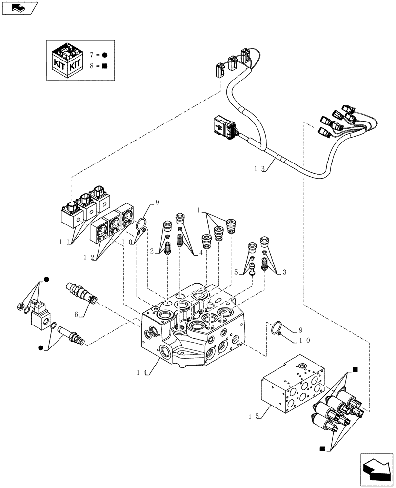 Схема запчастей Case TR320 - (35.357.AG[01]) - CONTROL VALVE, EH W/ HARNESS (ALL CASE) (35) - HYDRAULIC SYSTEMS