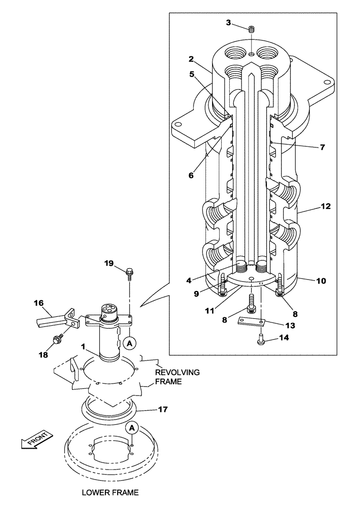 Схема запчастей Case CX160C - (35.354.AA) - CENTER JOINT (35) - HYDRAULIC SYSTEMS