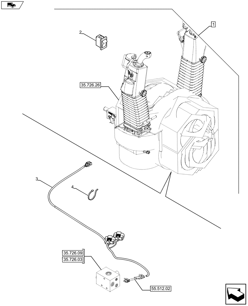 Схема запчастей Case 590SN - (88.035.55[04]) - DIA KIT, UNI-AUX TO COMBO, STD, POWER CONTROL (88) - ACCESSORIES