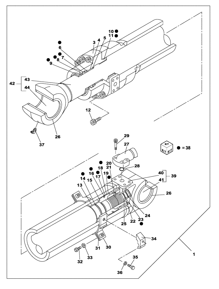 Схема запчастей Case CX160C - (35.737.AA[02]) - DIPPER CYLINDER (35) - HYDRAULIC SYSTEMS