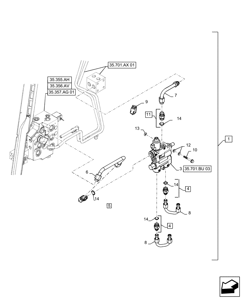 Схема запчастей Case TR340 - (88.100.35[07]) - DIA KIT, SELF LEVEL, RADIAL BOOM (88) - ACCESSORIES