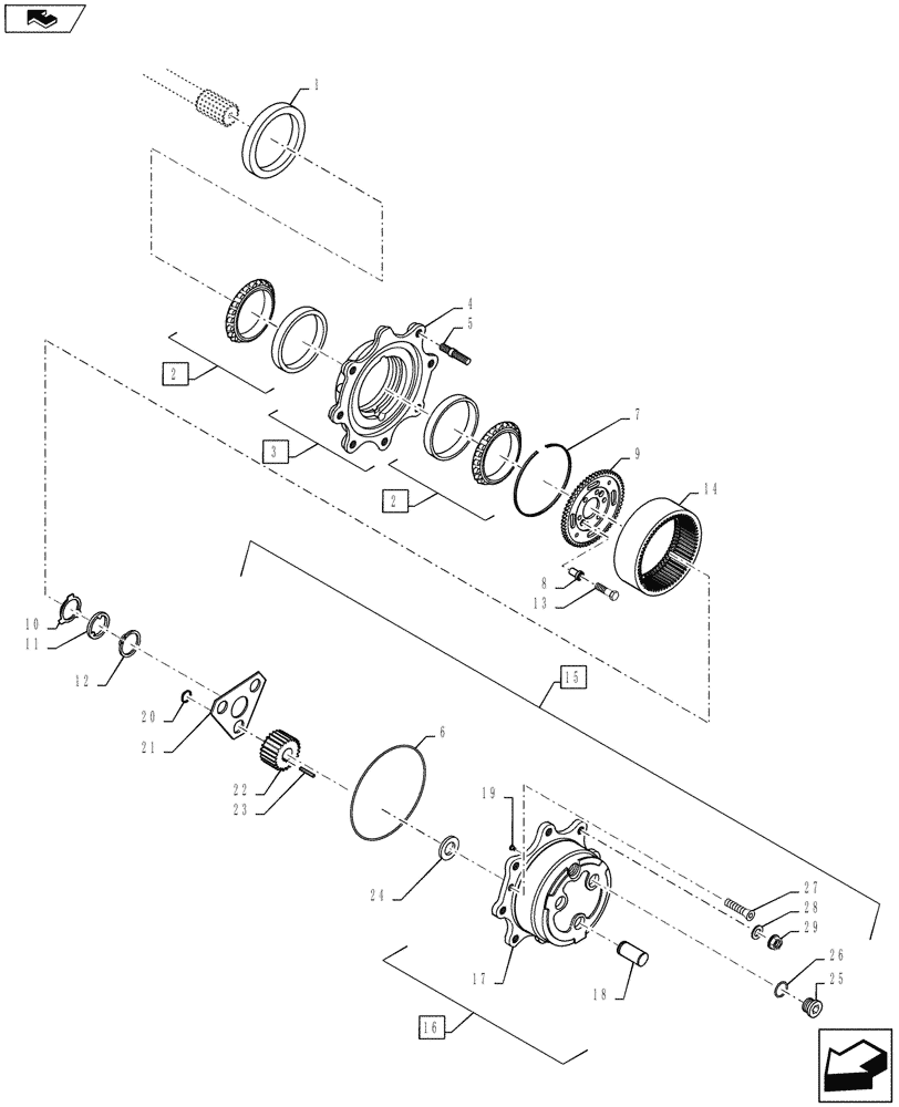 Схема запчастей Case 570NXT - (25.102.AP) - FRONT AXLE, PLANETARY GEAR 4WD (25) - FRONT AXLE SYSTEM