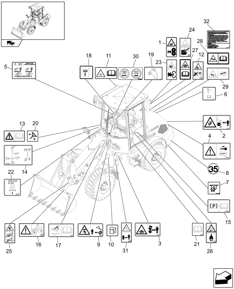 Схема запчастей Case 321E - (609/02[01]) - DECALS - HIGH SPEED - PORTUGUESE-BRAZILIAN - OPTIONAL CODE 482609027 (08) - SHEET METAL/DECALS