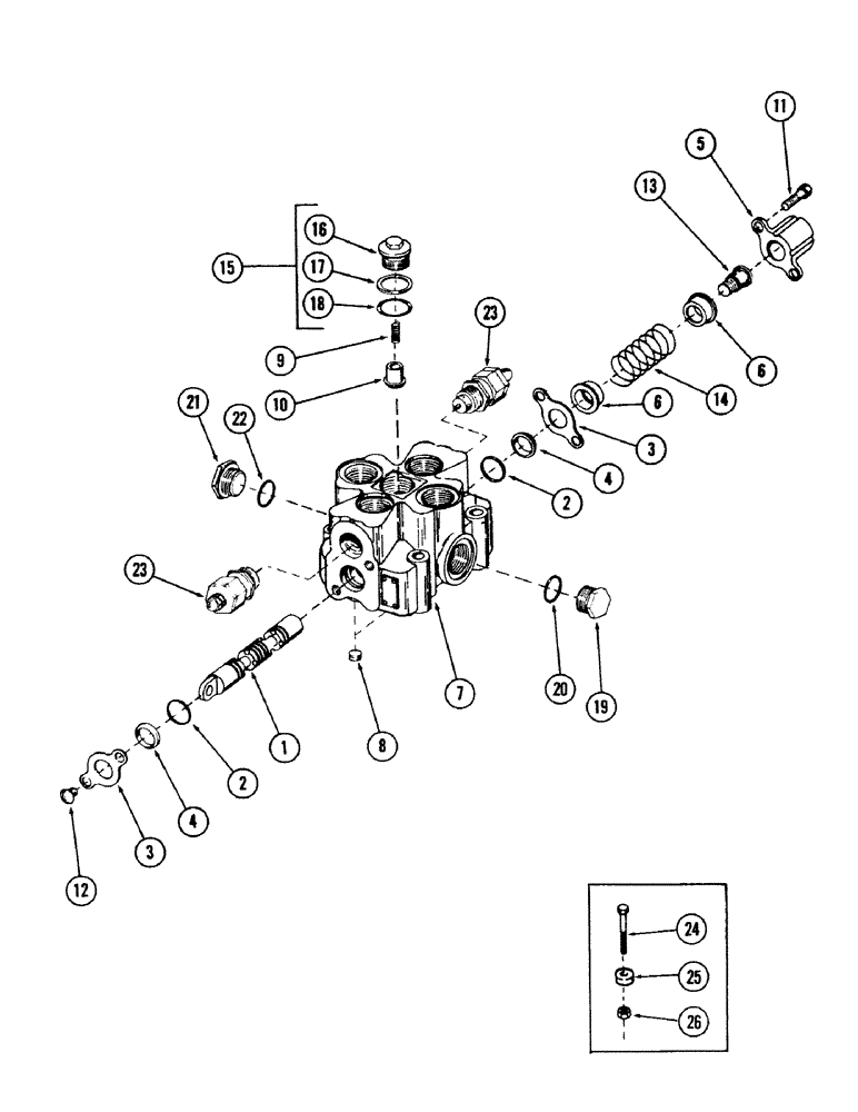 Схема запчастей Case 40 - (232) - 1-SPOOL MAIN CONTROL VALVE, (USED WITH LEVELER CIRCUIT) (35) - HYDRAULIC SYSTEMS