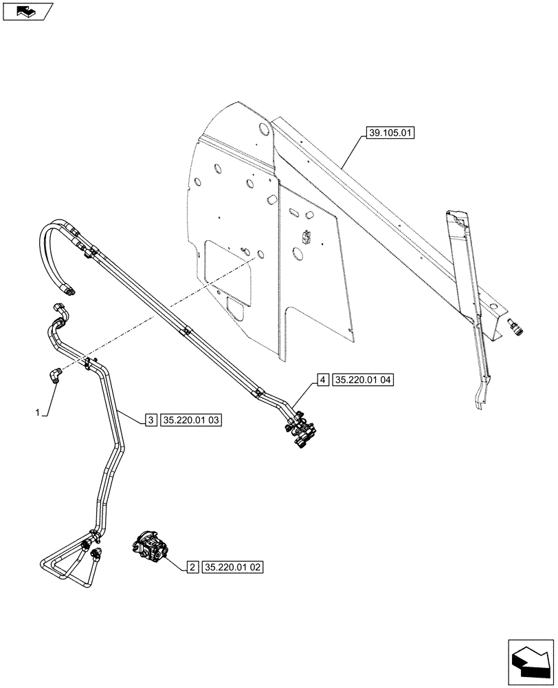 Схема запчастей Case TR320 - (35.220.01) - AUX HYD, STD FLOW (35) - HYDRAULIC SYSTEMS